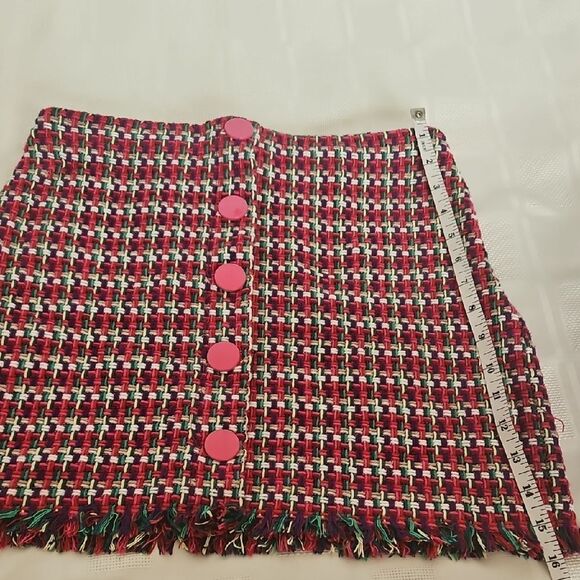 Zara Red and White Embellished Pencil Mini Skirt - Picture 9 of 16